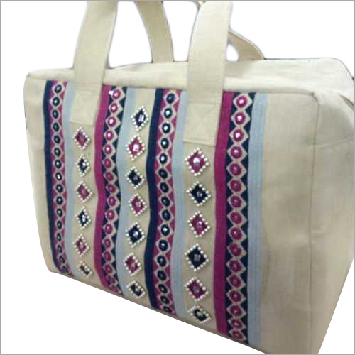 Multicolor Cotton Jute Shopper Bag