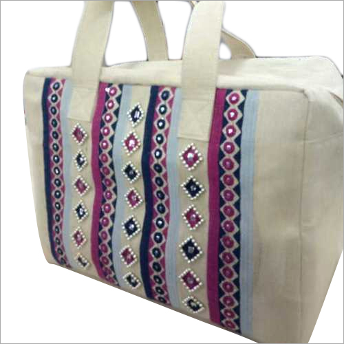 Cotton Jute Shopper Bag - Multicolor, Printed Design | Available in Different Sizes, with Handles for Easy Portability