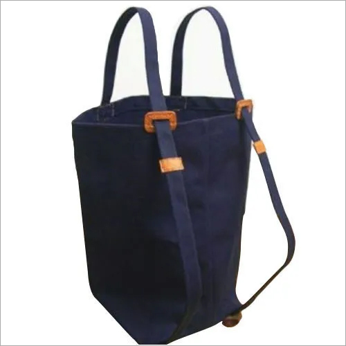 Navy Blue Plain Handled Bucket Bag - Cotton Blend Material, Various Sizes Available | Blue Color, Designed for Ladies' Casual Use