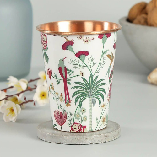 Copper Glass Meena - Printed Pattern, Different Sizes Available | Premium Quality Copper for Home Use