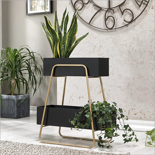 Black 2 Shelf Indoor Planter