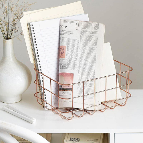 Table Top Magazine Stand - Metal Material, Polished Finish | Indian Style, Artificial Elegance