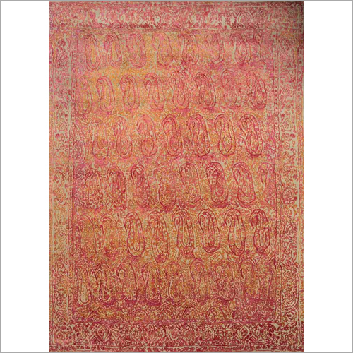 Hand Knotted Wool and Silk Rug