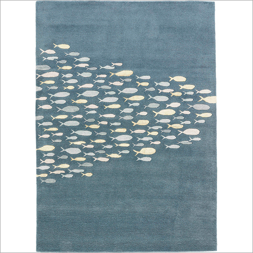 Hand Tufted Blau Wool And Viscose Rug