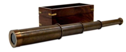 10 Inch Antique Brass Double Barrel Telescope With Wooden Box View Angle:  Straight at Best Price in Roorkee