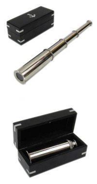 Brass Telescope with Box in Chrome Finish Nautical Marine Telescope with Black Box