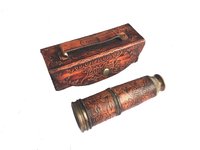 1920 Dollond London Antique Brass Folding Telescope with Leather Case Nautical Brass Pullout Telescope