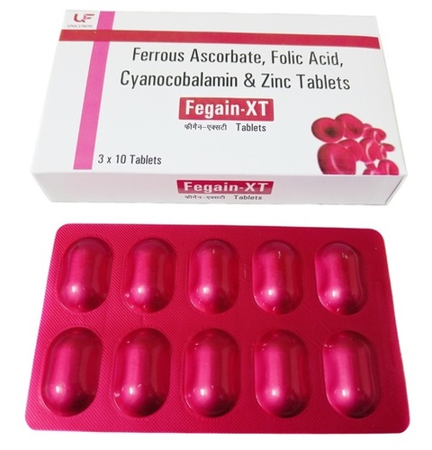 Ferrous ascorbate 100mg, Folic Acid 1.5mg + Cyanocobalamin 15mcg + Zinc 22.5mg