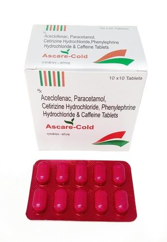 Aceclofenac (100Mg) + Paracetamol (325Mg) + Cetirizine (10Mg) + Phenylephrine (5Mg) + Caffeine (25Mg) Suitable For: Suitable For All