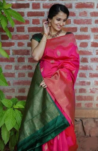 Banarasi Silk Saree - Elegant Silk Fabric with Kadwa Weave, Multi-Color Sequins Closure for Traditional Occasions