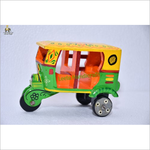 Well Finished Wooden Auto Rickshaw Miniature Handicraft