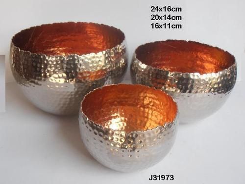 Metal Gold Leaf Votive Hammered In Silver Colour