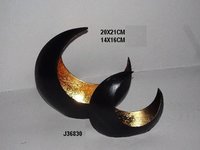 Candle T Light Holder Copper Leaf and Black Color
