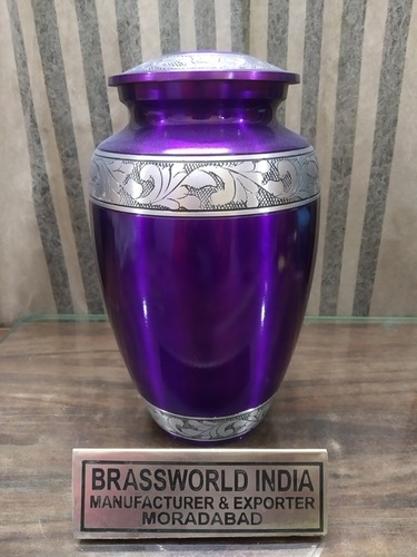 Aluminum Purple Engraved Cremation Urn Funeral Supplies