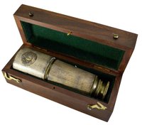 Antiqu18 Inch Brass Retractable Telescope With Wooden Box