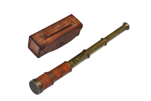 irate Brass Spyglass Telescope with Leather Case