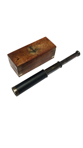 10 Inch Antique Brass Telescope With Wooden Box