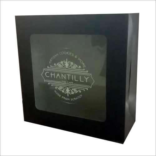 Cake Packaging Box With Window - Paper Material, Different Sizes Available, Black Color | Ideal for Food Industry Use, Corrugated Design