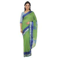 Leeza Store Cotton Silk Maheshwari Saree With Unstitched Blouse Piece