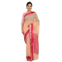 Leeza Store Cotton Silk Maheshwari Saree With Unstitched Blouse Piece