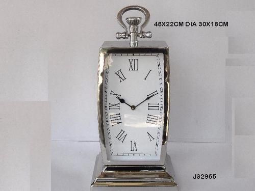 Silver Steel Table Clock Mirror Polish