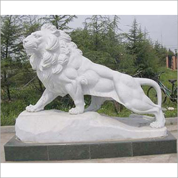 White Marble Lion Sculpture By ROOPANKAN SHILP