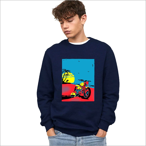 Mens Round Sweatshirt - Cotton Blend, Printed Design | Washable, Suitable for Rainy, Spring, Summer, and Winter Seasons
