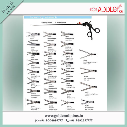 ADDLER Laparoscopic SS 5mm Grasper Set With Accessories