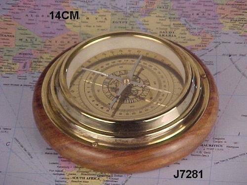 Brass Compass With Wooden  Base Good Quality