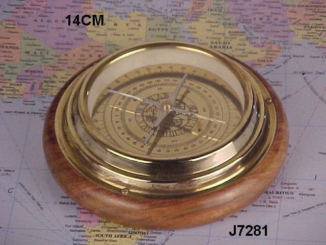 Brass Compass With Wooden  Base
