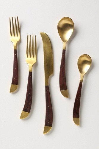 Brass Knife Fork Spoon Set
