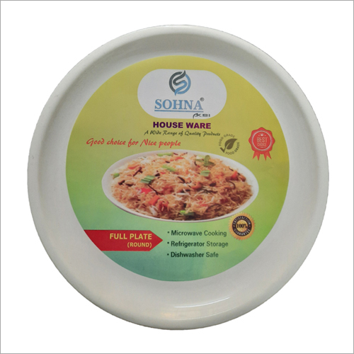 Full Plate Round - 100% Food Grade Plastic, White, Rigid Design | Unbreakable, Multipurpose Use Ideal for Dining and Serving