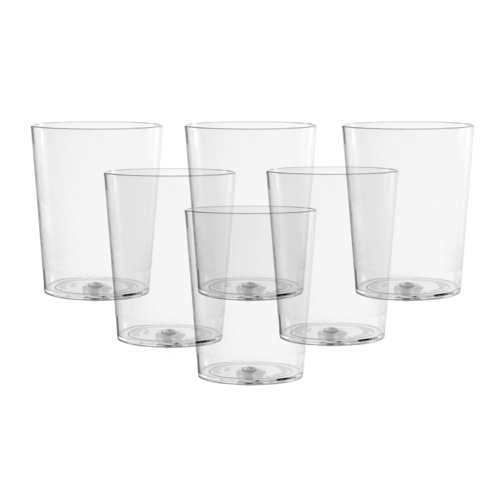 Silver Line Drinking Glass - Polycarbonate, Solid Structure | 100% Food Grade Material, Unbreakable, Multipurpose Use, 6 PCS Pack