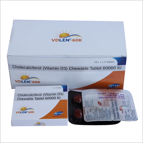 Cholecalciferol Vitamin D3 Chewable Tablets - 60 mg | Dosage Guidelines As Per Prescription, Easy-To-Consume, Convenient 10 x 1 x 10 Tablet Boxes
