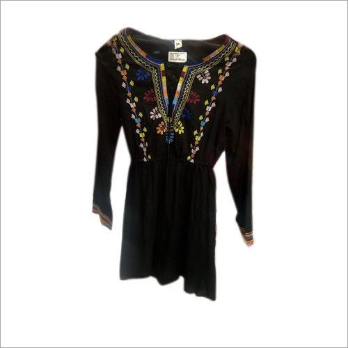 Black Ladies Embroidered Top