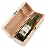 Wooden Wine Bottle Box - Pine Wood, 12.5 X 3.5 X 3.5 Inches | Natural Finish, Metal Hinges And Clasps, Hinge Lid Closure
