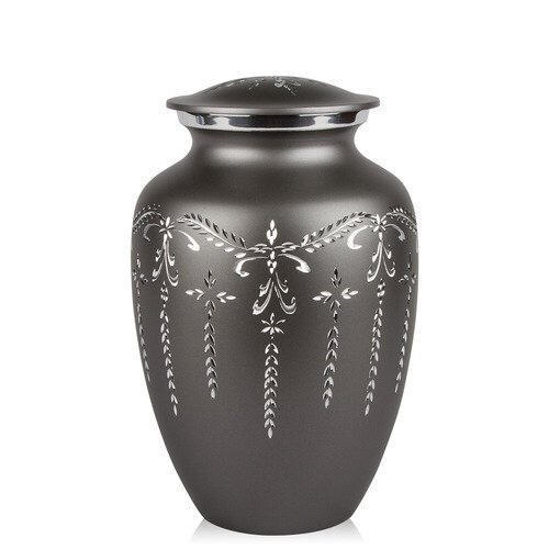 Black Diamond Cremation Urn - 10" Tall x 6" Diameter, Aluminium Material, Black & Silver Finish, 200 Cubic Inches Capacity