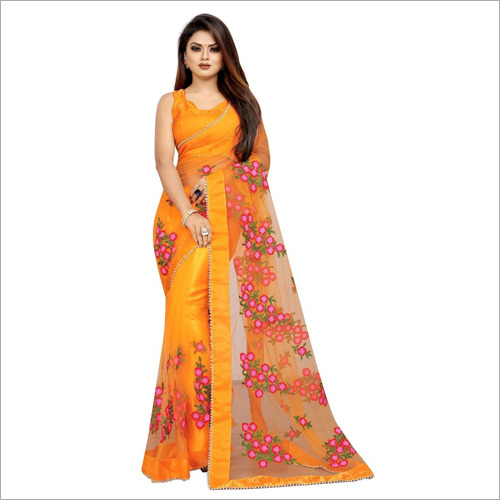 Available In Different Color Yellow Soft Net Designer Saree