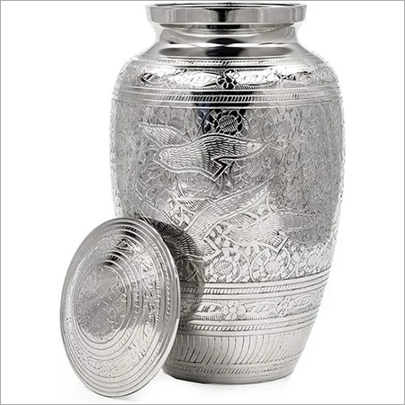 Silver Aluminium Metal Urn