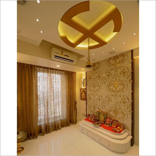 Designer False Ceiling - Gypsum Board, Customizable Size & Shape, White Matte Finish - LED Lighting Option Available