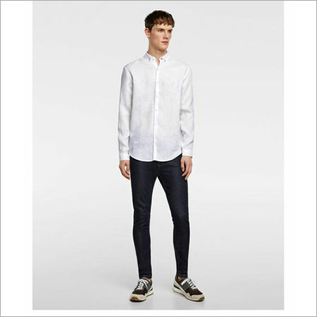 White Chinese Collar Mens Shirts