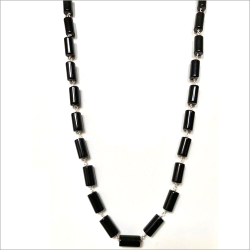 Stone Handcrafted Black Onyx In Silver Wire Necklace