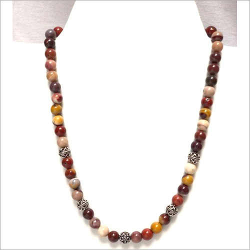 Stone Jasper With Silver Beads Necklace