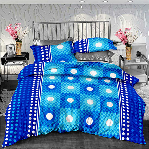 Cotton Printed Double Size Bed Sheet Blue Print