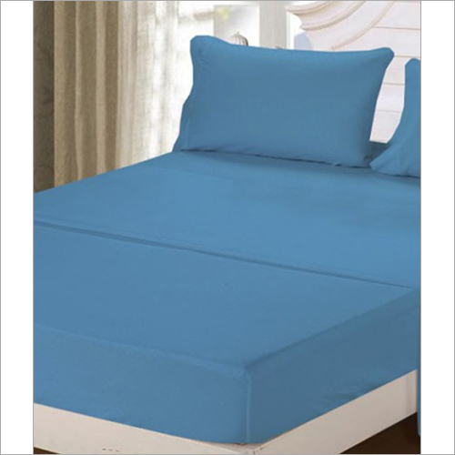 D Blue Satin Plain Dyed Bed Sheets Bed Sheet