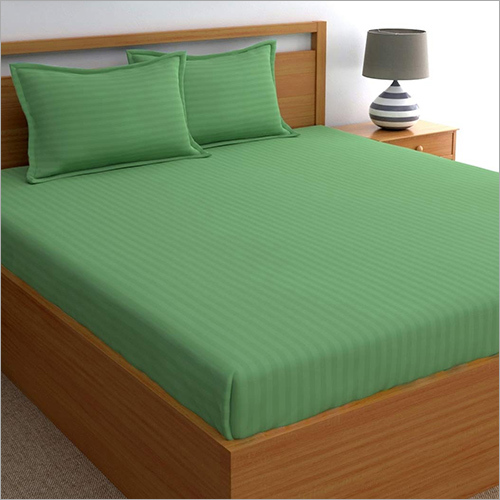 Washable Green Satin Stripe Dyed Bed Sheets