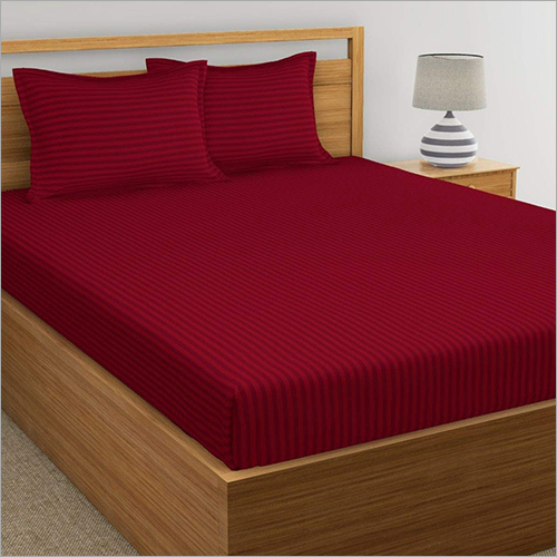 Maroon Satin Stripe Dyed Bed Sheets