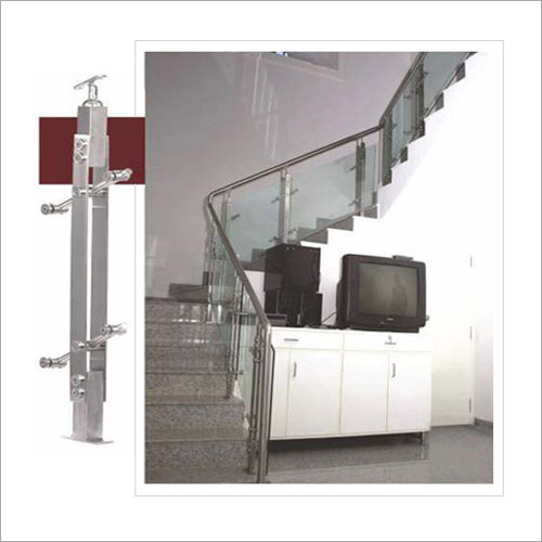 SS Balusterd Pipe Glass Spiral Stair Railing