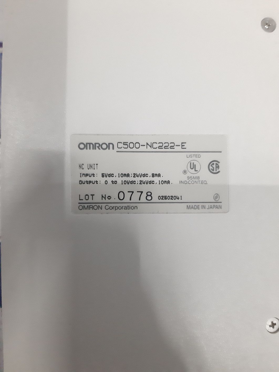 OMRON NC UNIT MODULE C500-NC222-E