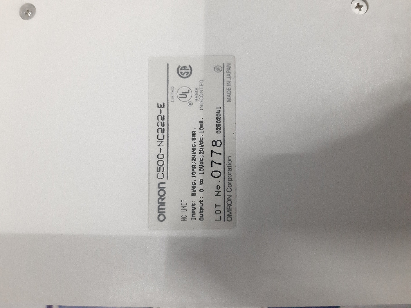 OMRON NC UNIT MODULE C500-NC222-E